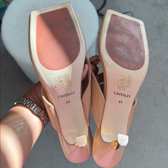 Anthropologie CAVERLEY 100% Leather Stella II Mules Nude Tan Size 41 / US 11 - Picture 5 of 7